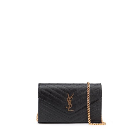 ysl monogram chain wallet in grain de poudre embossed leather