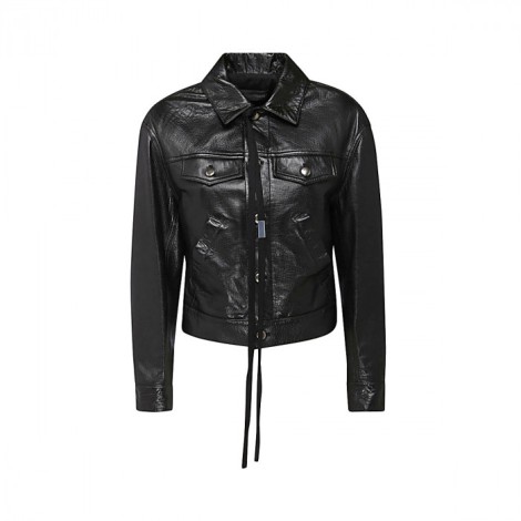 frame slick leather moto jacket