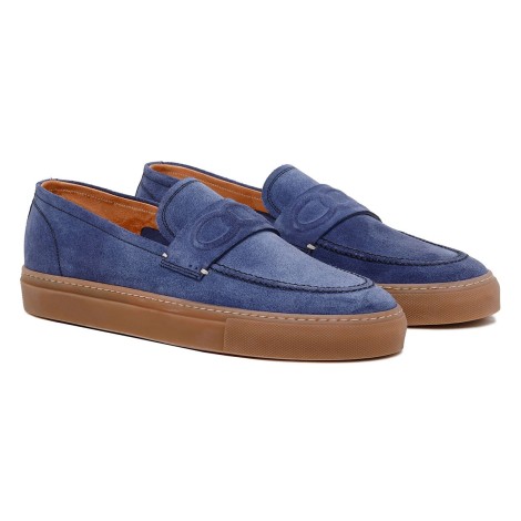 Silvano Sassetti St. Tropez Blue Suede Loafers - Silvano Sassetti