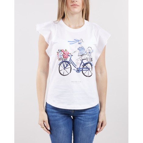 NENETTE T-shirt Danielle con stampa e volant Nenette