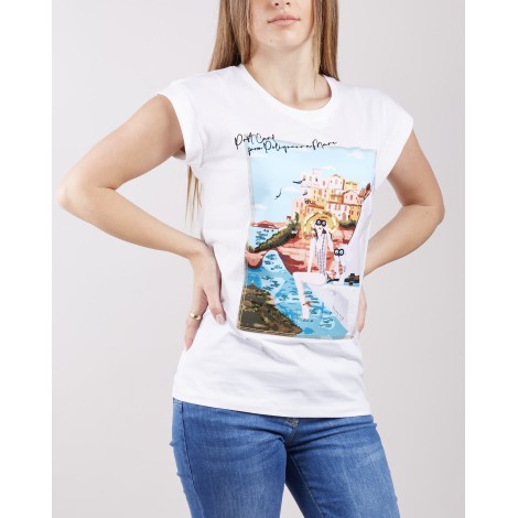 NENETTE T-shirt Dewa con stampa e swarovski Nenette