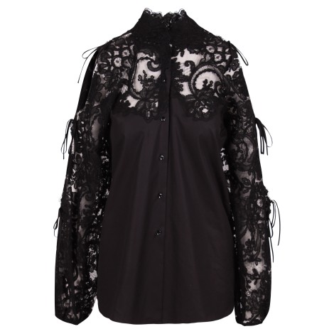 Ermanno Scervino Floral Lace Application Cotton Shirt 42