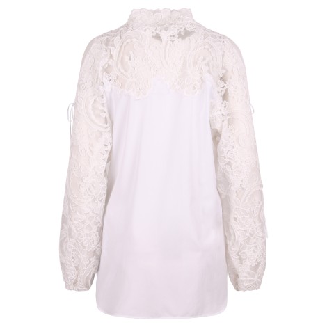 Ermanno Scervino Floral Lace Application Cotton Shirt 46