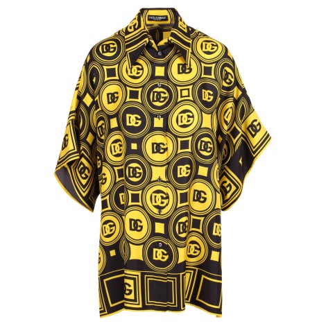 Dolce & Gabbana 'DG' All-Over Print Oversized Silk Shirt 40