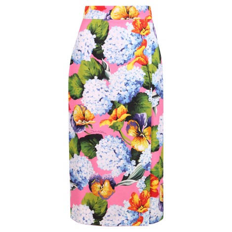 Dolce & Gabbana Hydrangea Floral Pattern Rayon Midi Skirt 46