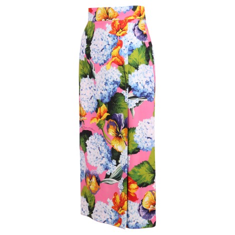 Dolce & Gabbana Hydrangea Floral Pattern Rayon Midi Skirt 46