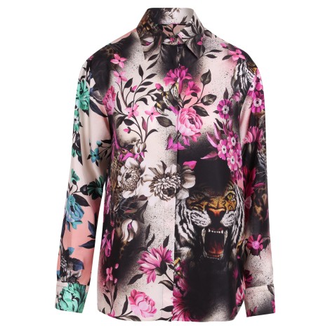 Roberto Cavalli Floral And Animalier Pattern Silk Shirt 42