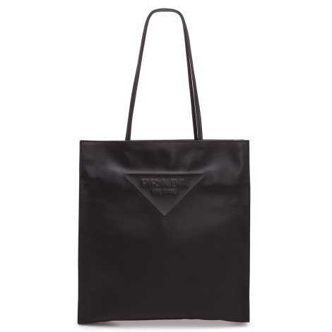 Prada Embossed Triangular Logo Shopping Bag MED