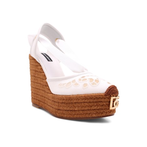 Dolce & Gabbana Embroidery Canvas Wedge 41