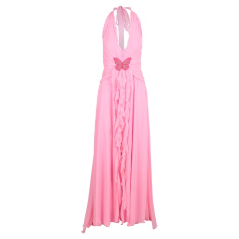 Blumarine Long Ruffle Details Silk Dress 42