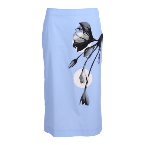 Prada Grafich Print Cotton Midi Skirt 44