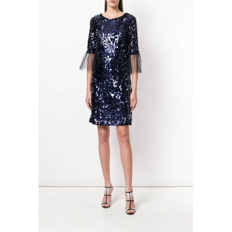 BLUMARINE Abito in paillettes con polsini in tulle