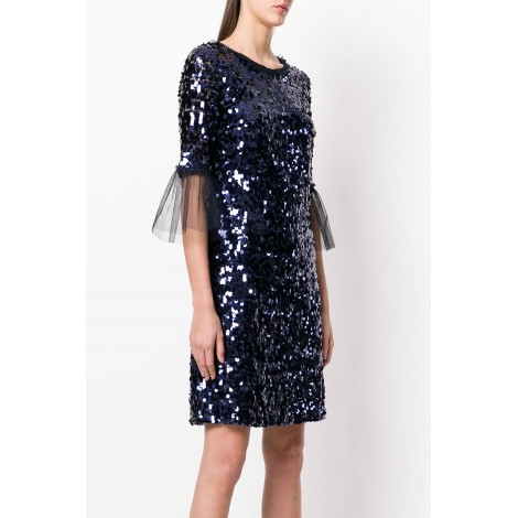 BLUMARINE Abito in paillettes con polsini in tulle