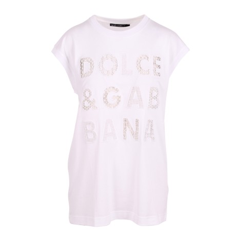 Dolce & Gabbana Embroidery Logo Detail Cotton T-Shirt 42