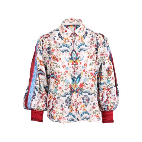 Alice Olivia 'Shondra' Embroidery Collar Cotton Shirt L