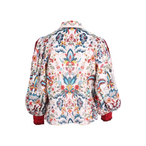 Alice Olivia 'Shondra' Embroidery Collar Cotton Shirt L