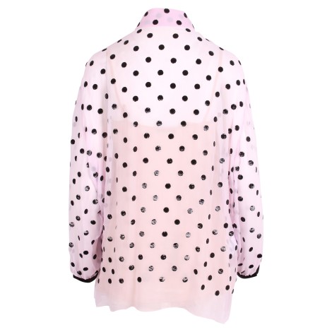 Prada Sequin Embellished Chiffon Silk Shirt With Collar Bow 40