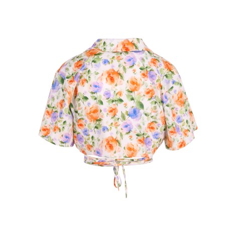 Giuseppe Di Morabito Cropped Floral Cotton Shirt 42