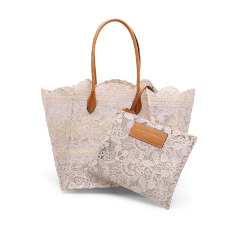 Ermanno Scervino Medium Embroidered Lace Shopping Bag MED