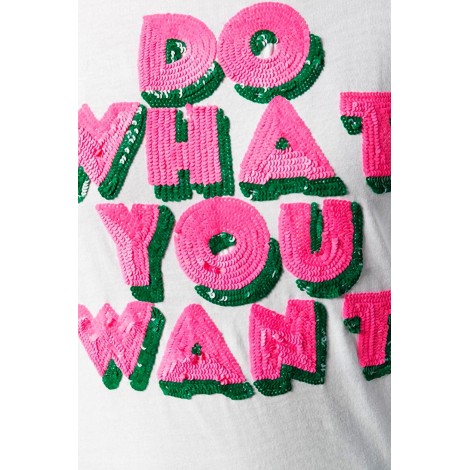 P.A.R.O.S.H. T-shirt con frase in paillettes