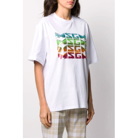 MSGM T-shirt con logo paillettes