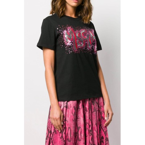 MSGM T-shirt con logo in paillettes