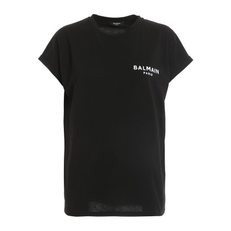 BALMAIN T-SHIRT NERA CON LOGO BIANCO XF0EF010BB01EAB