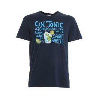 MC2 SAINT BARTH T-SHIRT BLU CON STAMPA GIN TONIC TSHIRTMAN00500B