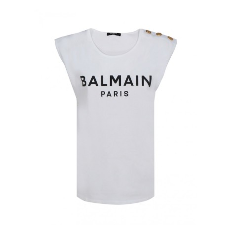 BALMAIN T-SHIRT BIANCA CON LOGO NERO XF0EB015BB02GAB