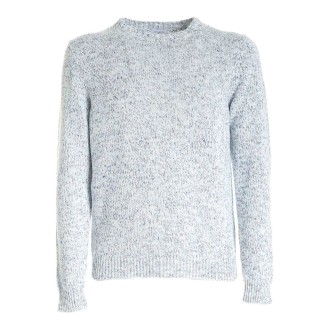 MALO PULLOVER BLU E BIANCO MELANGE UXA138FAA12E2607