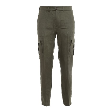 BARONIO PANTALONI CARGO IN LINO VERDE SCURO S2213CARGO19