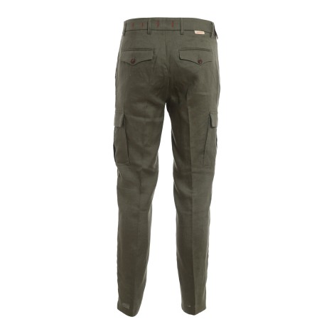 BARONIO PANTALONI CARGO IN LINO VERDE SCURO S2213CARGO19