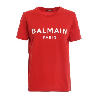 BALMAIN T-SHIRT ROSSA CON LOGO  XF0EF000BB02MBD