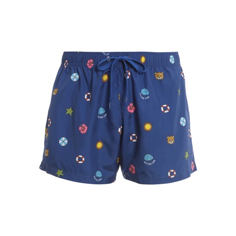 MOSCHINO BOXER MARE CON STAMPA BLU A611823111345