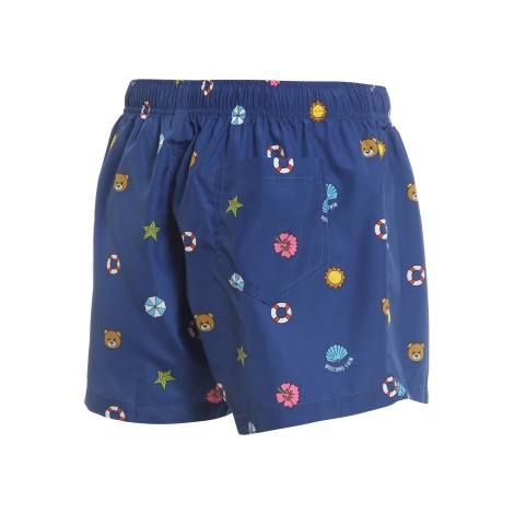 MOSCHINO BOXER MARE CON STAMPA BLU A611823111345