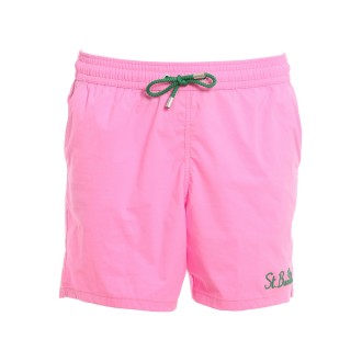 MC2 SAINT BARTH BOXER MARE CON RICAMO LOGO ROSA  GUSTAVIAPOCKETP00030B