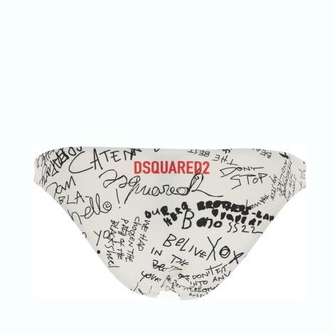 DSQUARED2 SLIP BIKINI BIANCO CON STAMPA D6B213130110