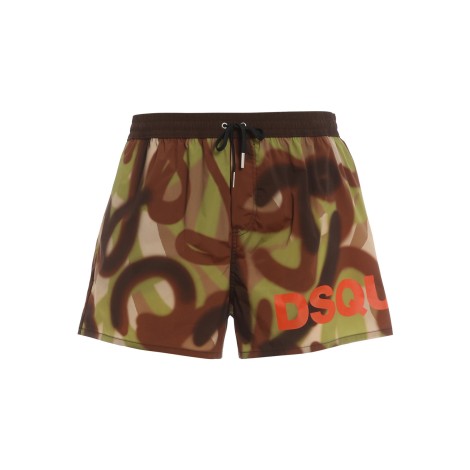 DSQUARED2 BOXER MARE CON STAMPA VERDE D7B8P4140308