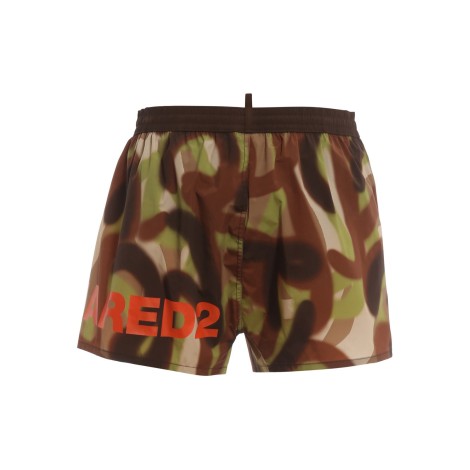 DSQUARED2 BOXER MARE CON STAMPA VERDE D7B8P4140308