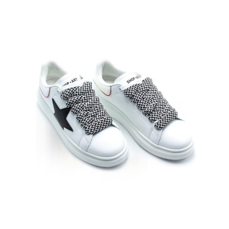 SHOP ART SNEAKERS IN ECO PELLE BIANCA 80503OFFWHITEBLACKMULTI