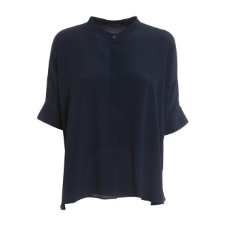 PAOLO FIORILLO CAPRI BLUSA IN MISTO SETA BLU 336940575284