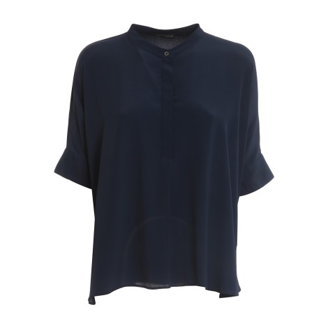 PAOLO FIORILLO CAPRI BLUSA IN MISTO SETA BLU 336940575284