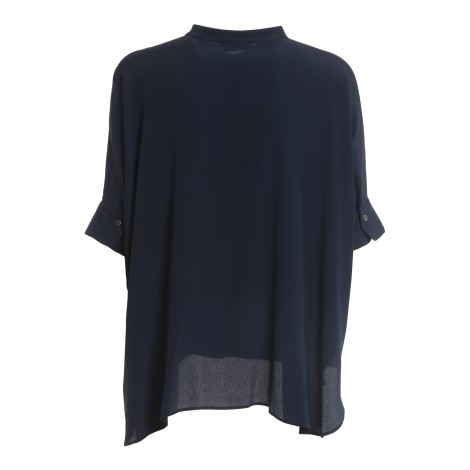 PAOLO FIORILLO CAPRI BLUSA IN MISTO SETA BLU 336940575284