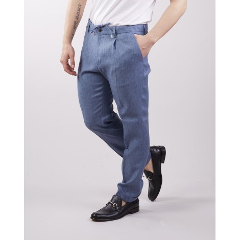 QUATTRO DECIMI Pantalone in lino con elastico in vita Quattro Decimi