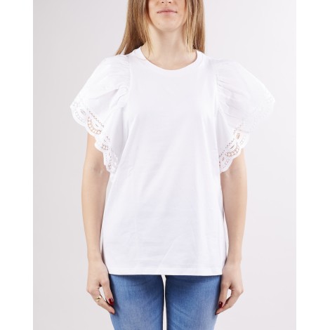 TWIN SET T-shirt regular con maniche in pizzo Twinset