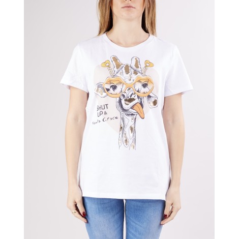 MANILA GRACE T-shirt con stampa giraffa Manila Grace