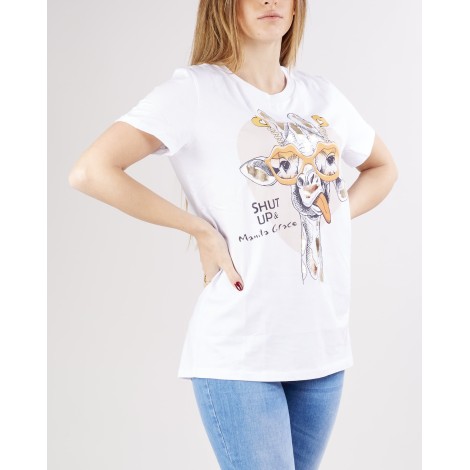 MANILA GRACE T-shirt con stampa giraffa Manila Grace