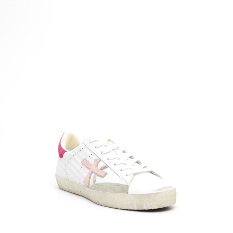 Sneakers in pelle bianco e fucsia