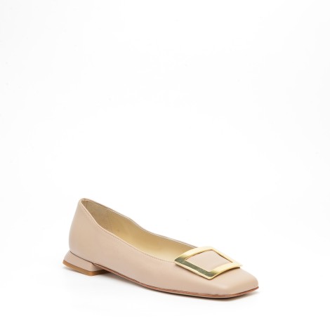 Ballerina in pelle color beige