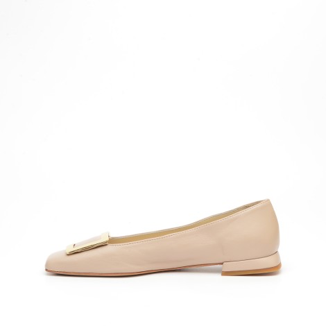 Ballerina in pelle color beige